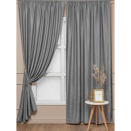 Комплект штор Amore Mio Однотонный софт 42002-040 (2 портьеры 150x270  см) серый
