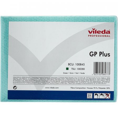 Салфетка хозяйственная универсальная Vileda GP Plus зеленая (25 штук в упаковке)