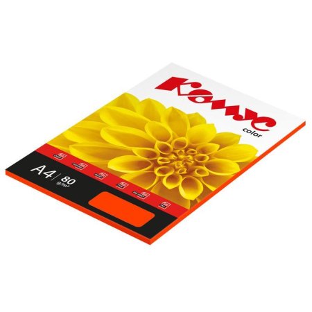 Бумага цветная для печати Комус Color шафран интенсив (А4, 80 г/кв.м, 50 листов)