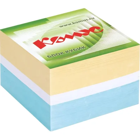 Блок для записей Комус 90x90x50 мм разноцветный проклеенный (плотность   80 г/кв.м)