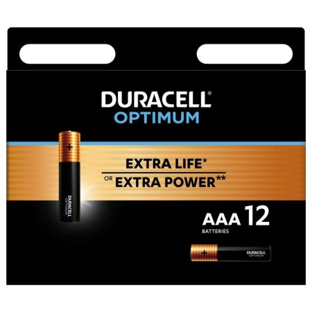 Батарейки Duracell Optimum мизинчиковые AAA (12 штук в упаковке)