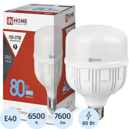 Лампа светодиодная In Home 80 Вт E27/E40 T 6500 К 7600 Лм матовая  (4690612031149)