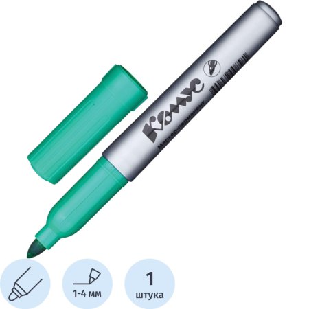 Маркер перманентный Комус PY2304 зеленый (толщина линии 1-4 мм) круглый наконечник