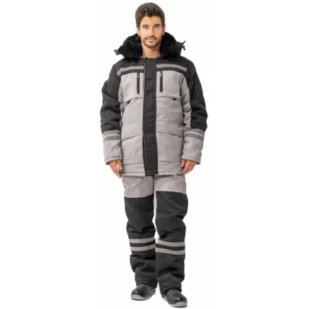Костюм рабочий зимний мужской з03-КПК с СОП серый/черный (размер 48-50,  рост 158-164)