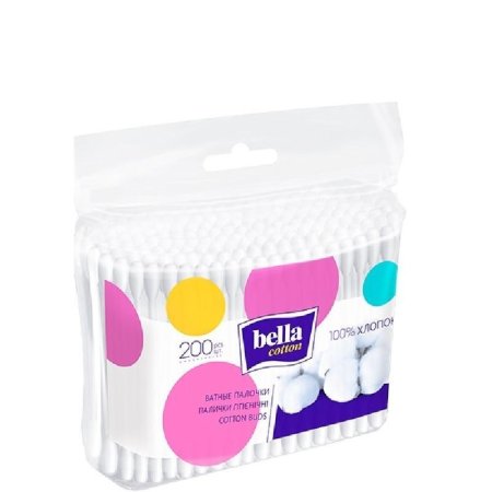 Палочки ватные Bella cotton 200 штук в упаковке (полиэтиленовый пакет)