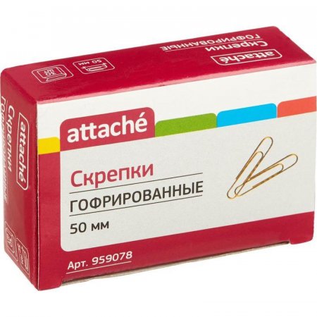 Скрепки 50 мм Attache металлические омедненные (30 штук в упаковке)