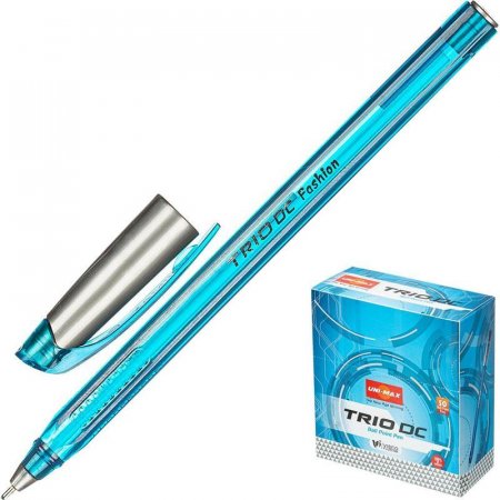 Ручка шариковая одноразовая неавтоматическая масляная Unimax Trio DC Fashion голубая (толщина линии 0.7 мм)