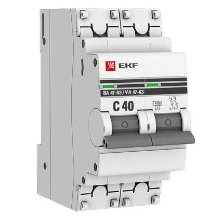 Выключатель автоматический EKF 2П 40А С 4500А (mcb4763-2-40C-pro)