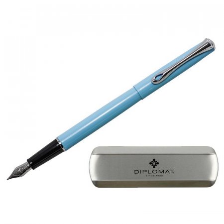 Ручка перьевая Diplomat Traveller Lumi blue M цвет чернил синий цвет корпуса голубой (артикул производителя D20001070)