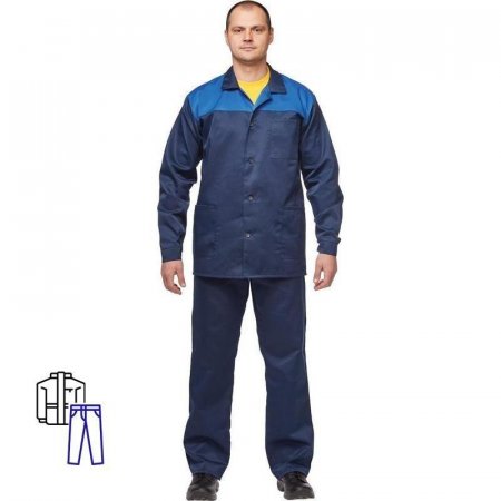 Костюм рабочий летний мужской л16-КБР синий/васильковый (размер 64-66, рост 158-164)