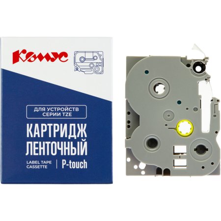 Картридж Комус TZE-641 для принтера этикеток Brother (18 мм х 8 м, цвет  ленты желтый, шрифт черный)
