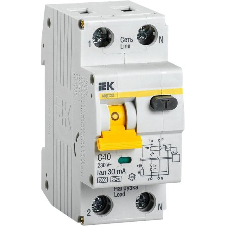 Выключатель автоматический дифференциальный IEK MAD22-5-040-C-30 2п 40А  30мА