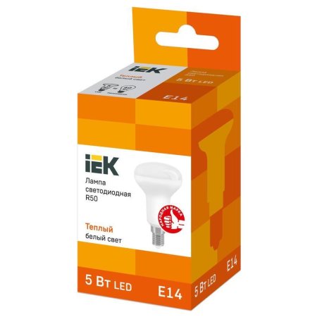 Лампа светодиодная IEK ECO R 5Вт E14 3000К 450Лм 230В  LLE-R50-5-230-30-E14