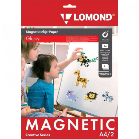 Фотобумага для цветной струйной печати Lomond с магнитным слоем (глянцевая, А4, 660 г/кв.м, 2 листа, артикул производителя 2020345)
