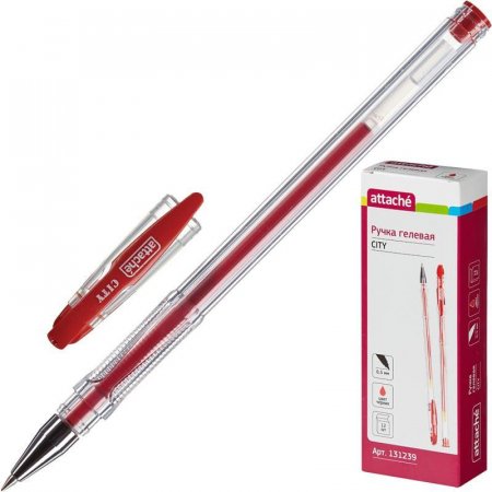 Ручка гелевая Attache City красная (толщина линии 0,5 мм)
