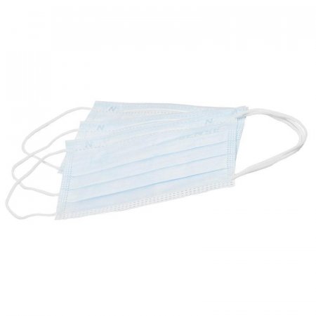 Маска медицинская одноразовая Sense трехслойная голубая на резинке (50  штук в упаковке)