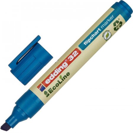 Маркер для бумаги для флипчартов Edding 32/3 Ecoline синий (толщина линии 1-5 мм) скошенный наконечник