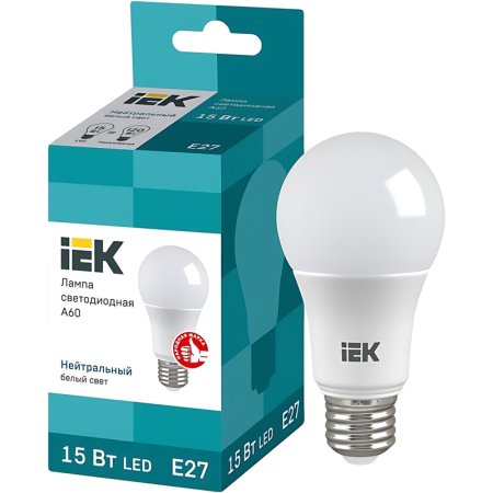 Лампа светодиодная IEK LLE-A60-15-230-40-E27 15 Вт E27 A 4000 К 1500 Лм  (463149)