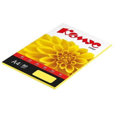 Бумага цветная для печати Комус Color желтая пастель (А4, 80 г/кв.м, 50 листов)