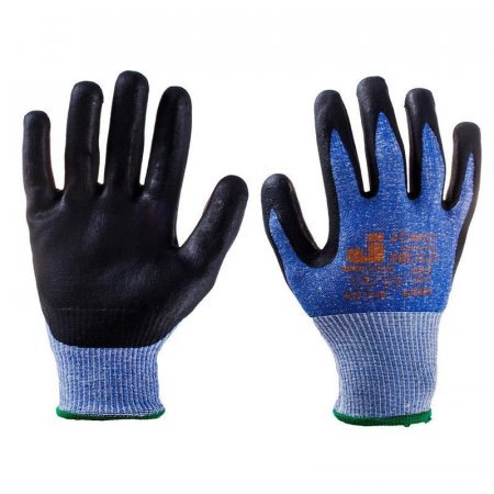 Перчатки рабочие с защитой от порезов Jeta Safety трикотажные с нитриловым покрытием синие (13 класс, 4 нити, размер 10, XL)
