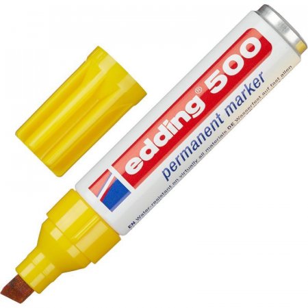 Маркер перманентный Edding 500/5 желтый (толщина линии 2-7 мм) скошенный наконечник