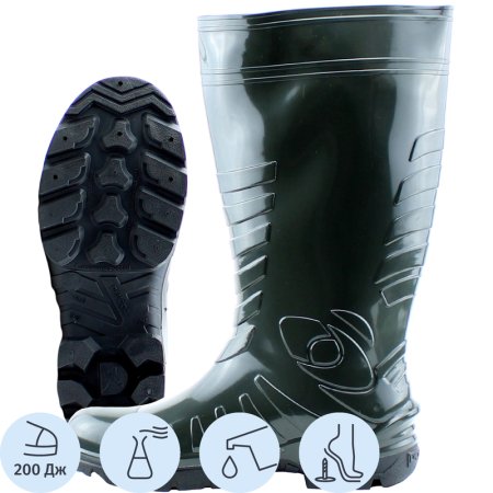 Сапоги рабочие Дарина Баклер FS ПВХ оливковые с металлическим подноском  размер 46 (Д23-КЩС)