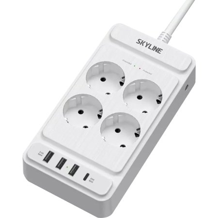 Сетевой фильтр Skyline USP-420 на 4 розетки + 3 USB 2 метра белый  (S00003690)