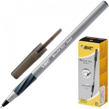 Ручка шариковая BIC Round Stic Exact черная (толщина линии 0.35 мм)