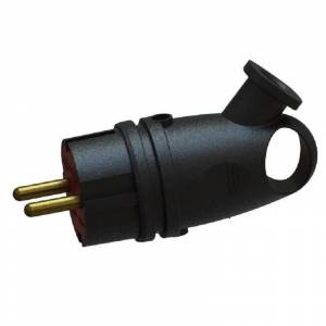 Вилка угловая В16-002 16 А IP44 250 В с заземлением с кольцом черная Вилка угловая В16-002 16 А IP44 250 В с заземлением с кольцом черная