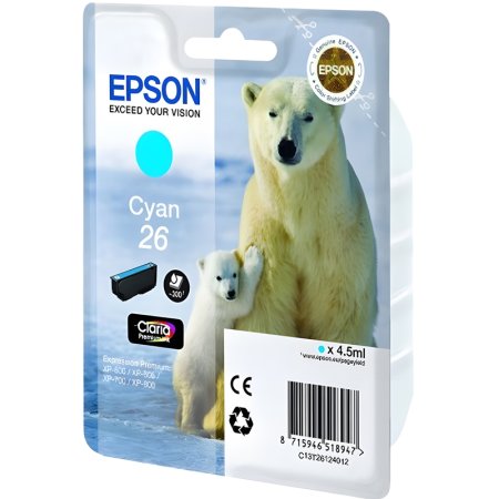Картридж струйный Epson 26 C13T26124012 голубой оригинальный
