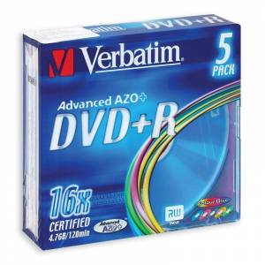 Диск DVD+R Verbatim 4.7 Gb 16x (5 штук в упаковке)