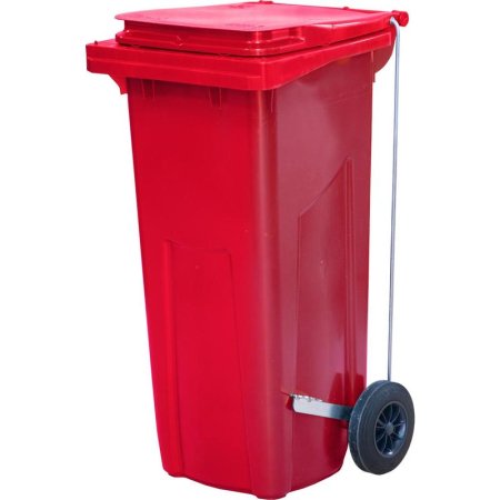 Контейнер-бак мусорный 120 л пластиковый на 2-х колесах с крышкой   красный