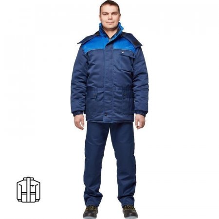Куртка рабочая зимняя мужская з08-КУ с СОП синяя/васильковая (размер  44-46, рост 182-188)