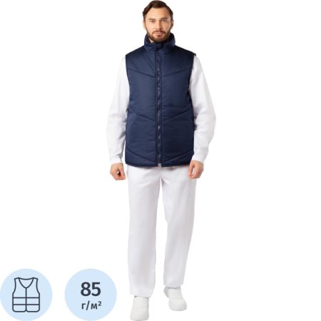 Жилет для пищевого производства у17-ЖЛ ХАССП внешний синий дюспо  утеплённый (размер 48-50, рост 158-164)