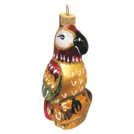Елочная игрушка Попугай на дереве стекло разноцветная (высота 12 см)