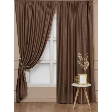 Комплект штор Amore Mio Однотонный софт 42002-011 (2 портьеры 150x270  см) коричневый