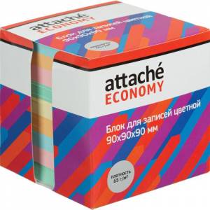 Блок для записей Attache Economy 90x90x90 мм разноцветный (плотность 65 г/кв.м)