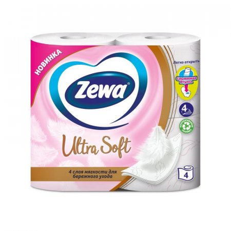 Бумага туалетная Zewa Ultra Soft 4-слойная белая (4 рулона в упаковке)