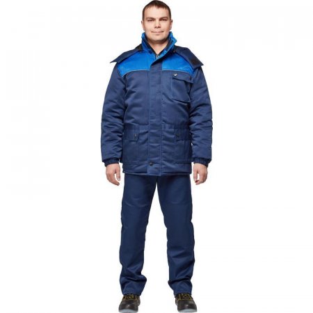 Куртка рабочая зимняя мужская з08-КУ с СОП синяя/васильковая (размер  64-66, рост 170-176)