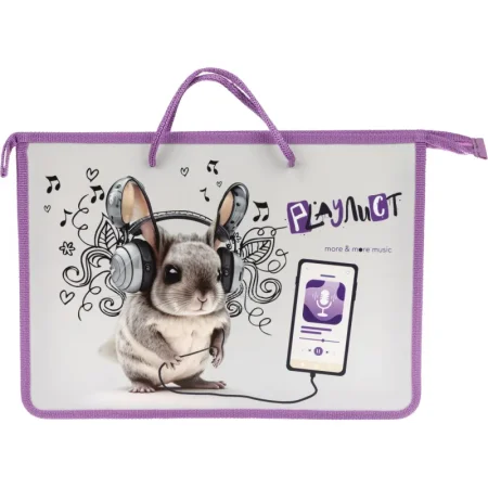 Папка для тетрадей Оникс Шиншилла А4 с 1 отделением на молнии с ручками