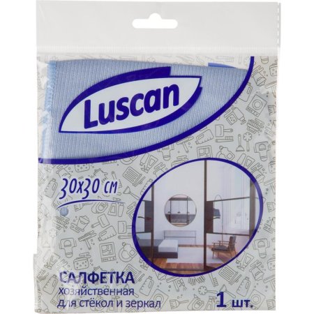 Салфетка хозяйственная Luscan микрофибра 30x30 см 230 г/кв.м синяя