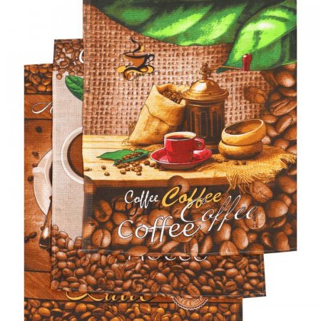 Набор полотенец вафельных Кофейное изобилие 45х60 см 3 штуки в упаковке