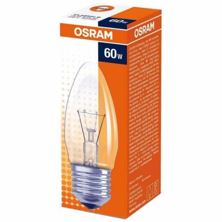 Лампа накаливания Osram 60 Вт Е27 свеча прозрачная 2700 К теплый белый свет