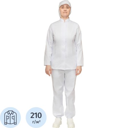 Куртка для пищевого производства у17-КУ ХАССП женская белая с длинным  рукавом (размер 44-46, рост 158-164)