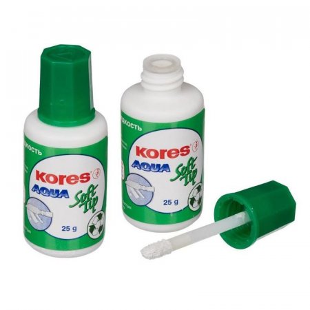 Корректирующая жидкость (штрих) Kores Soft Tip Aqua водная 25 г