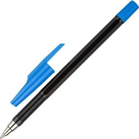 Ручка шариковая Attache Economy синяя (черный корпус, толщина линии 0.7 мм)