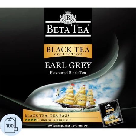 Чай чёрный Beta Tea Earl Grey 100 пакетиков (бергамот)