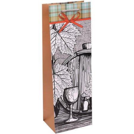 Пакет подарочный ламинированный под бутылку Кубок для вина (36х12.8х8.4  см)