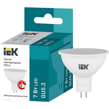 Лампа светодиодная IEK LLE-MR16-7-230-40-GU5 7 Вт GU5.3 R 4000 К 700 Лм  (422026)
