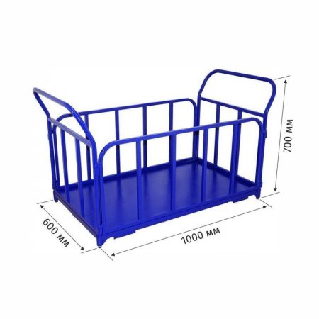 Тележка платформенная ТБ-3 с трубчатыми бортами (до 225 кг, 600х1000 мм, без колес)